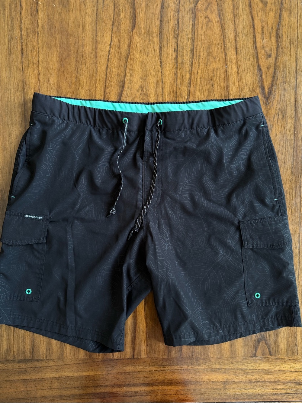 ZeroXposur Black Swim Board Shorts with Teal Accent XL. J013
